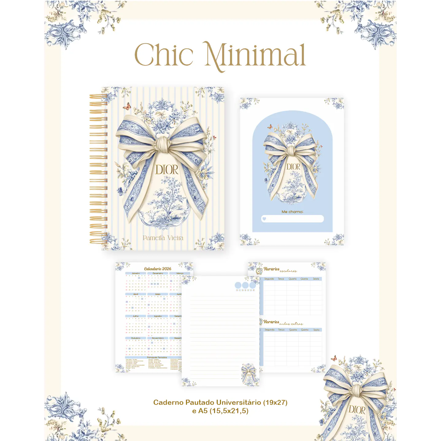 Kit Encadernação Chic Minimal Escolar Teen Adulto 3