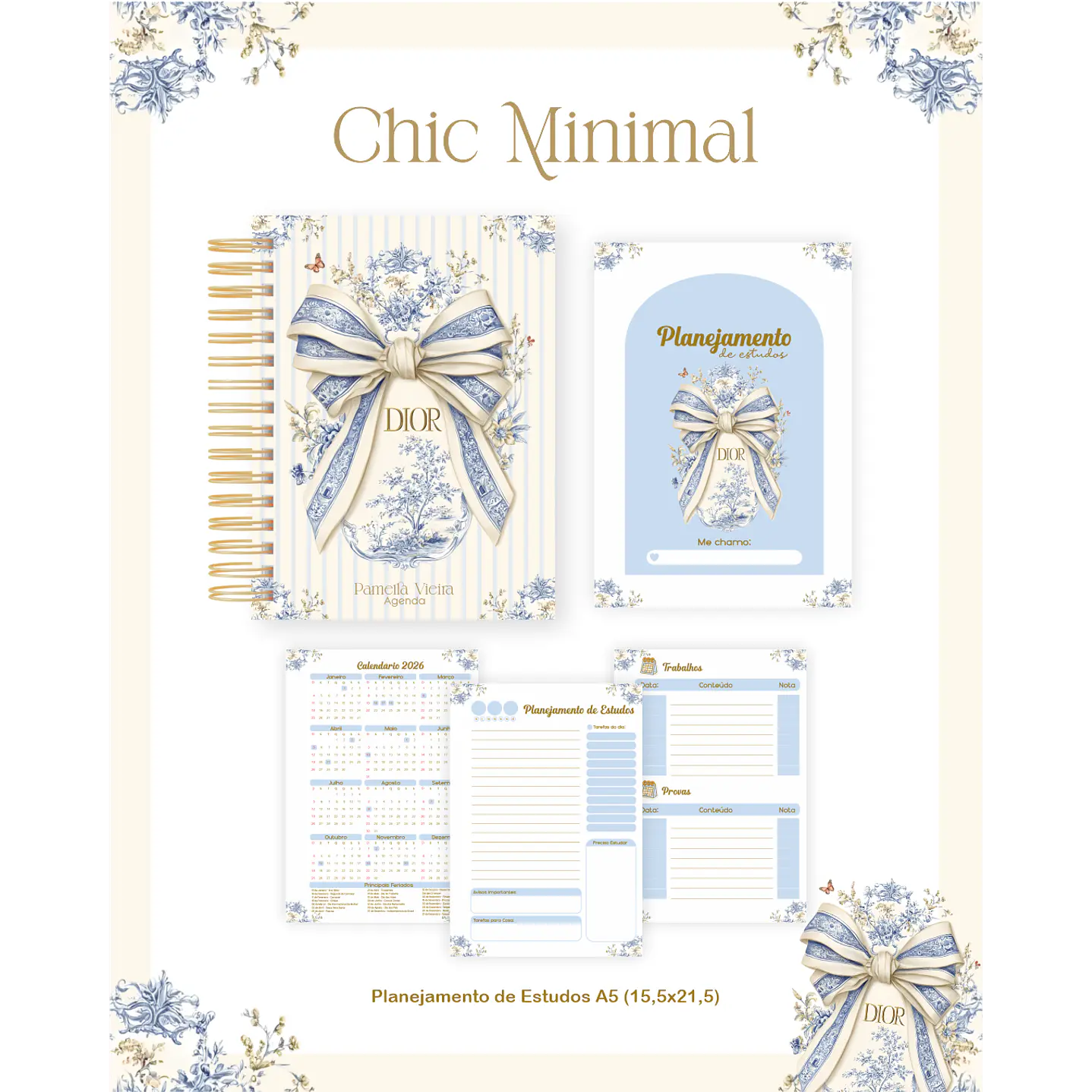 Kit Encadernação Chic Minimal Escolar Teen Adulto 4