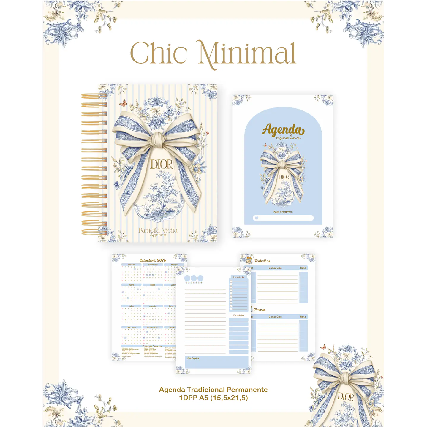 Kit Encadernação Chic Minimal Escolar Teen Adulto 5