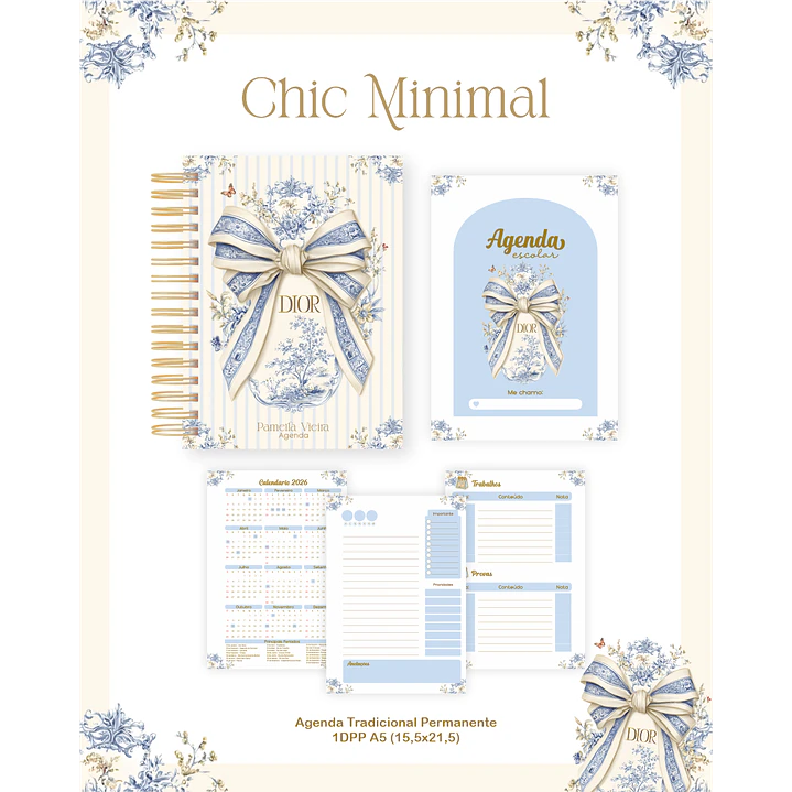 Kit Encadernação Chic Minimal Escolar Teen Adulto 5