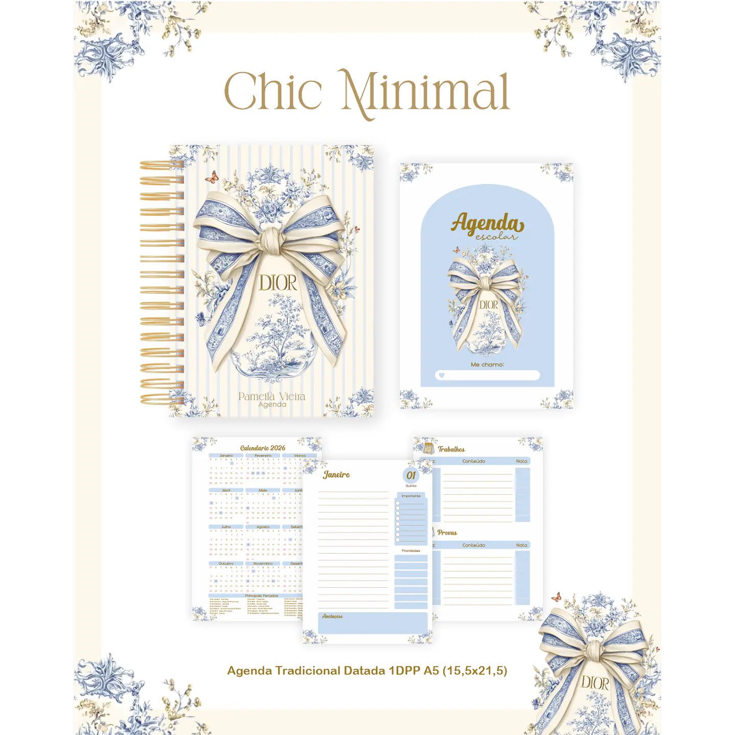 Kit Encadernação Chic Minimal Escolar Teen Adulto 6