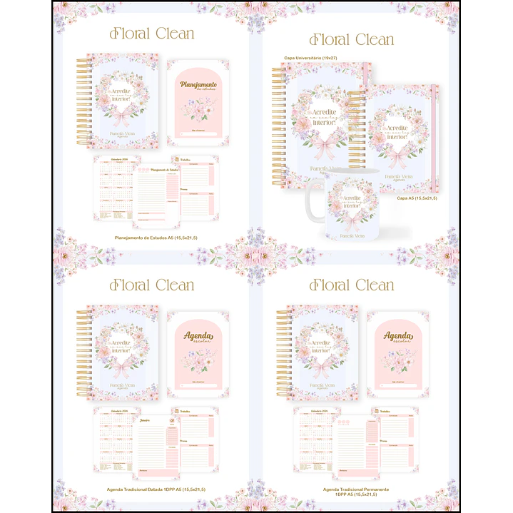 Encadernação Floral Clean para Papelaria Personalizada 1