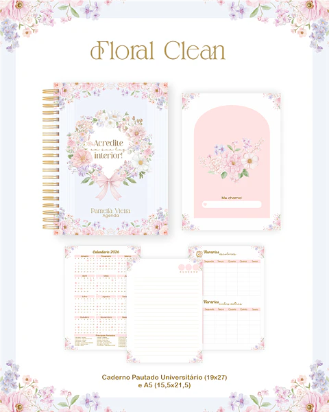 Encadernação Floral Clean para Papelaria Personalizada