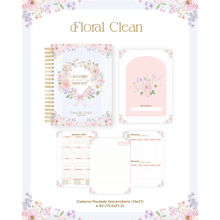 Encadernação Floral Clean para Papelaria Personalizada 2