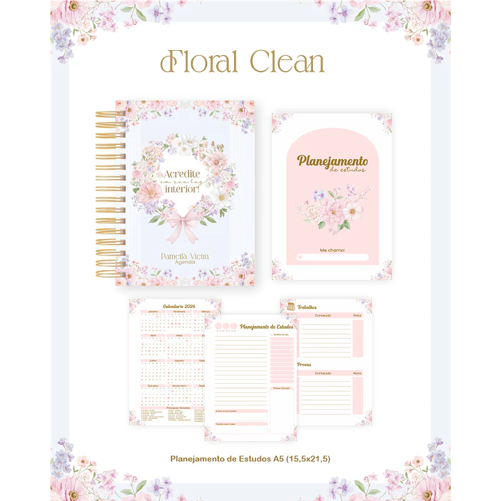 Encadernação Floral Clean para Papelaria Personalizada 3