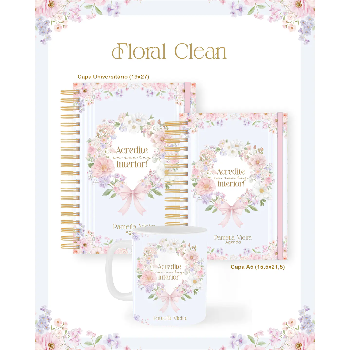 Encadernação Floral Clean para Papelaria Personalizada 6