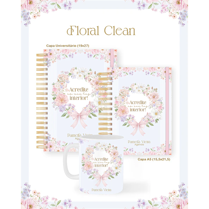Encadernação Floral Clean para Papelaria Personalizada 6