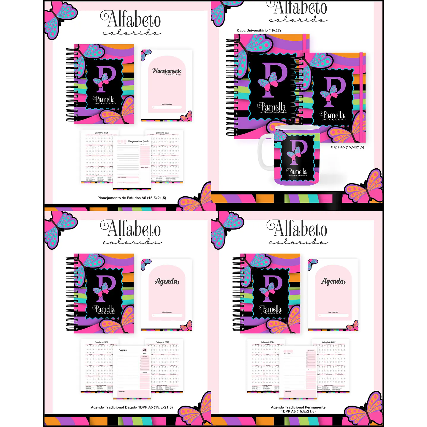 Pack Digital Encadernação 60 Temas para Agendas e Cadernos 4