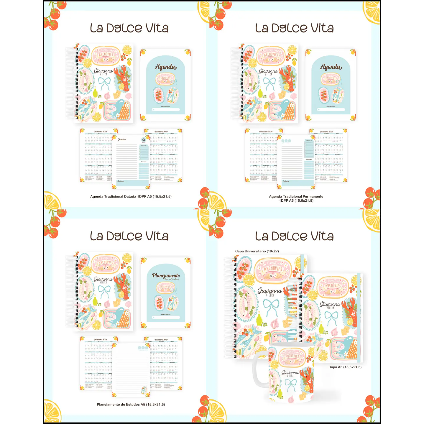 Pack Digital Encadernação 60 Temas para Agendas e Cadernos 16