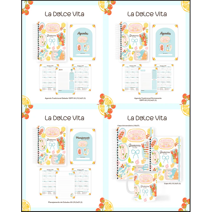 Pack Digital Encadernação 60 Temas para Agendas e Cadernos 16