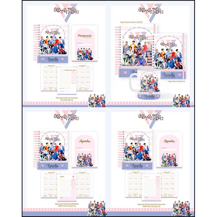 Pack Digital Encadernação 60 Temas para Agendas e Cadernos 31