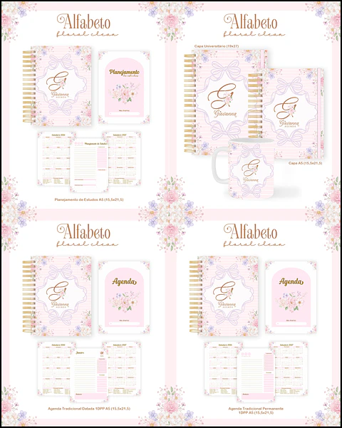 Kit 60 Temas para Agendas, Cadernos e Planners
