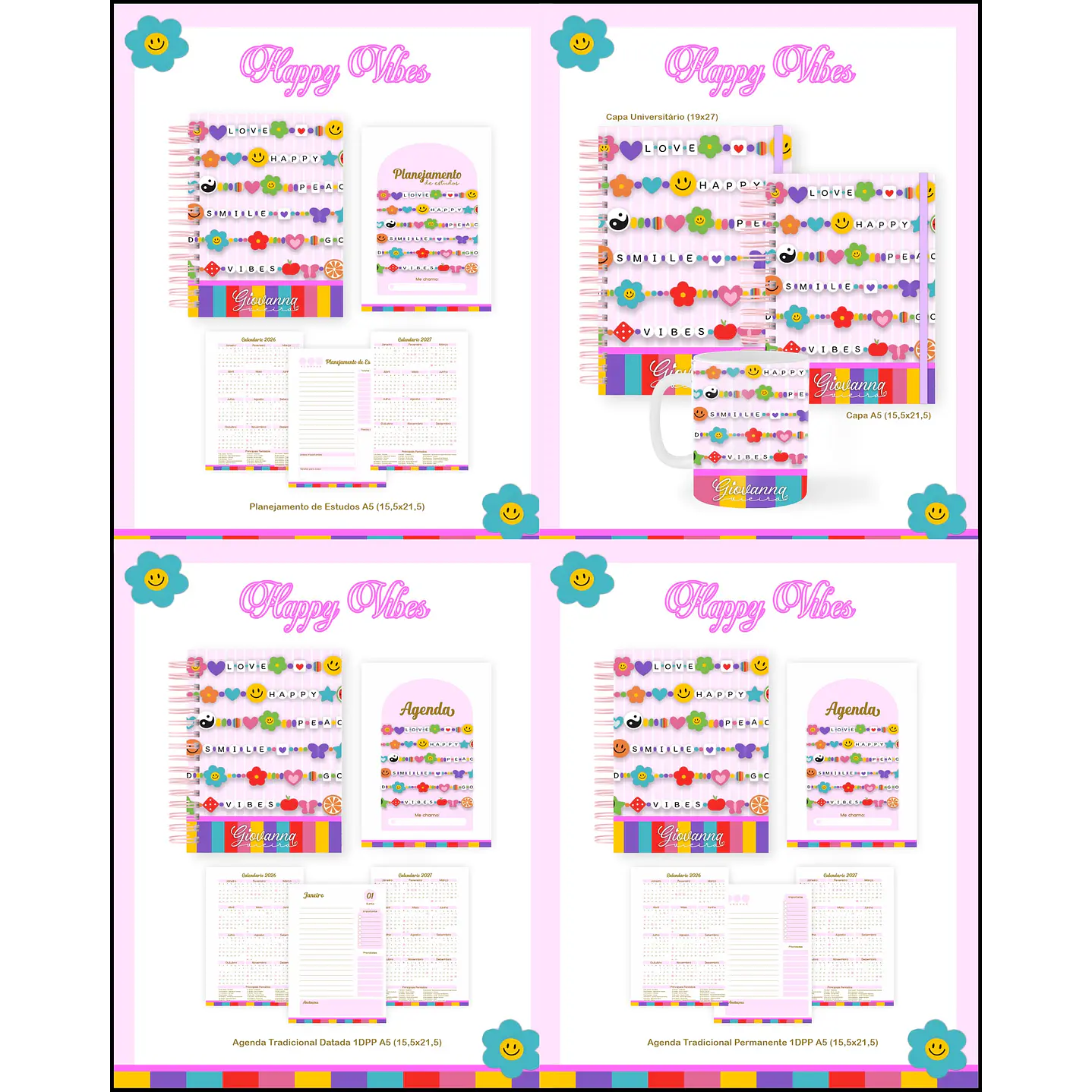 Kit 60 Temas para Agendas, Cadernos e Planners 9