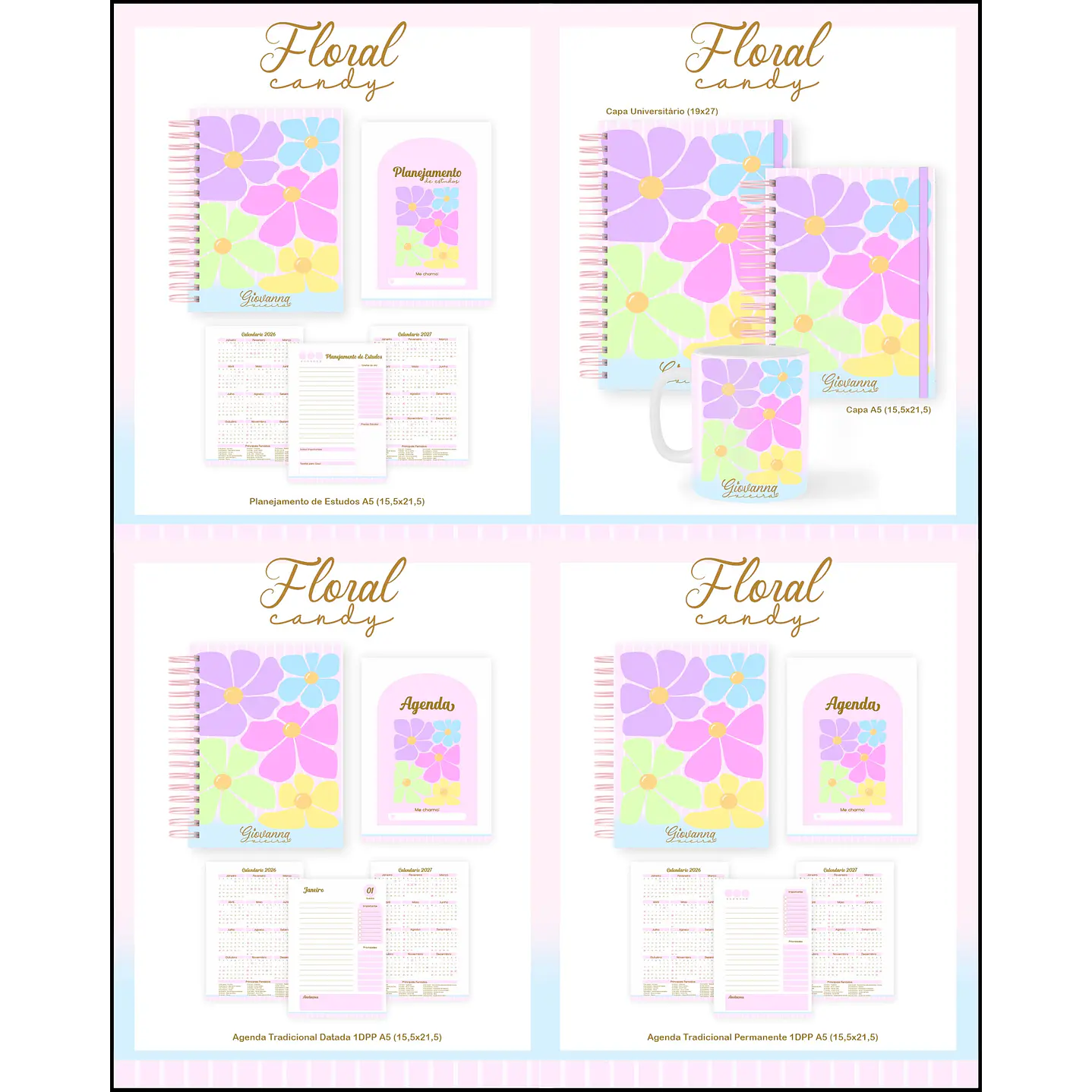Kit 60 Temas para Agendas, Cadernos e Planners 10