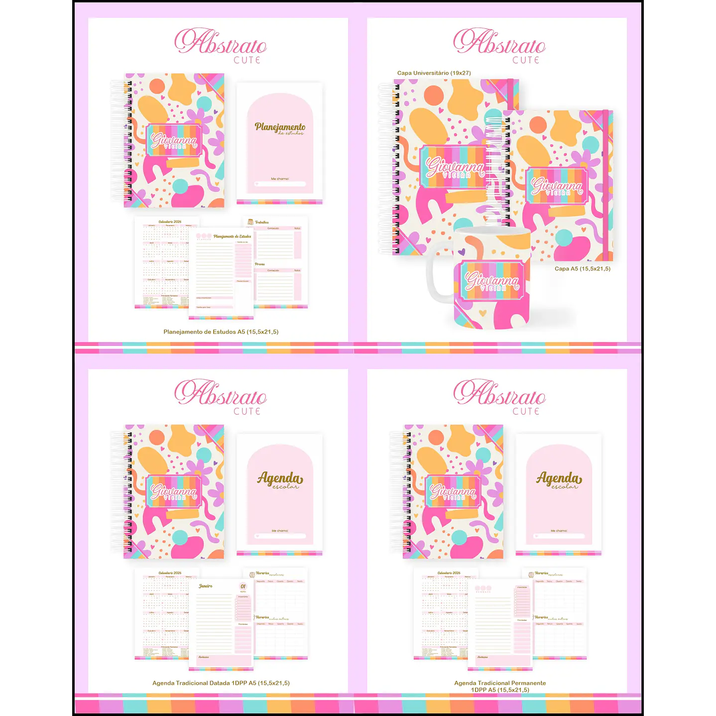 Kit 60 Temas para Agendas, Cadernos e Planners 18