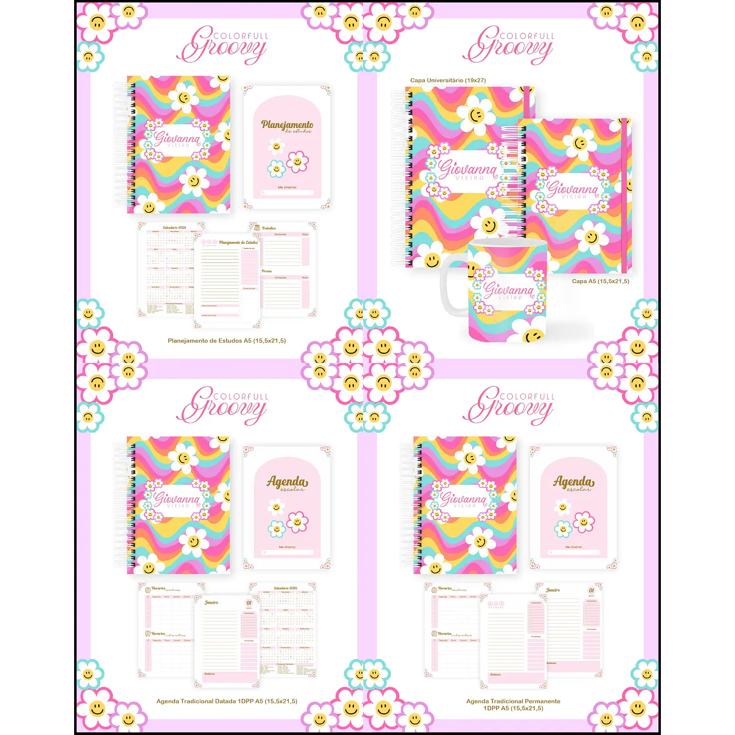 Kit 60 Temas para Agendas, Cadernos e Planners 20