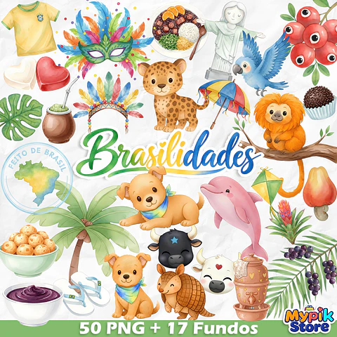 Kit Digital Brasilidades Aquarela PNG 