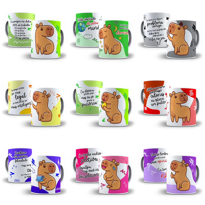 16 Artes para Caneca Capivara Debochada PNG, PDF e CDR 2