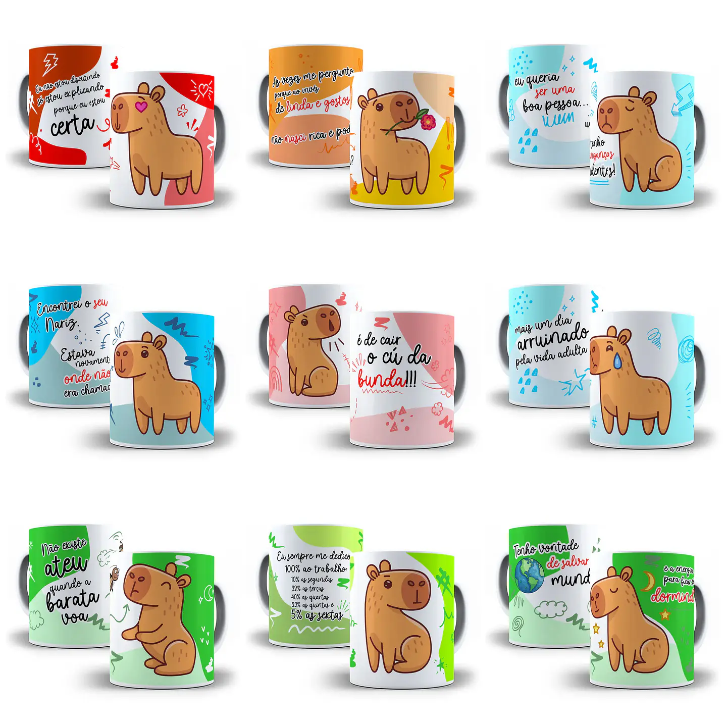 16 Artes para Caneca Capivara Debochada PNG, PDF e CDR 1