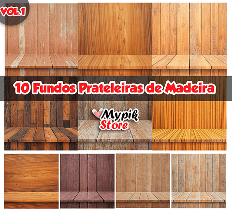 Kit Digital Imágenes Fondos Estantes Madera