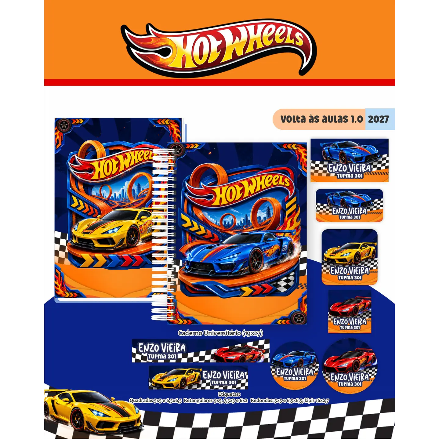 Encadernação Hot Wheels 2027 Agenda e Cadernos 1
