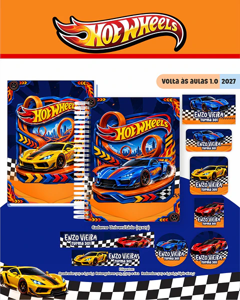 Encadernação Hot Wheels 2027 Agenda e Cadernos