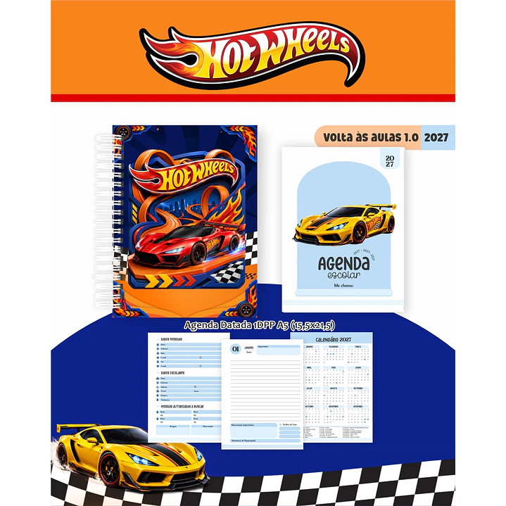 Encadernação Hot Wheels 2027 Agenda e Cadernos 3