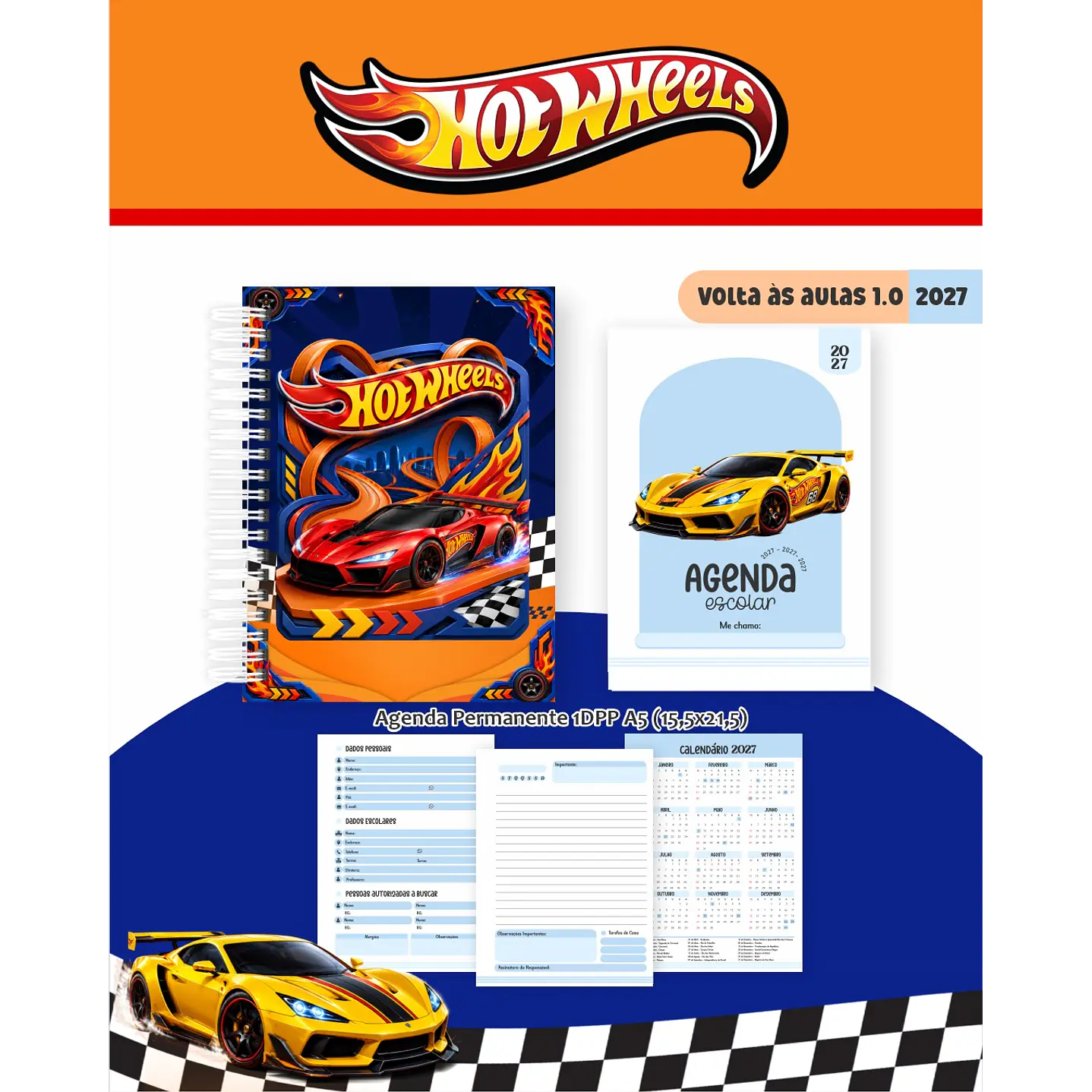 Encadernação Hot Wheels 2027 Agenda e Cadernos 4