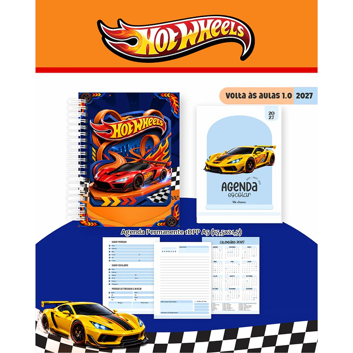 Encadernação Hot Wheels 2027 Agenda e Cadernos 4