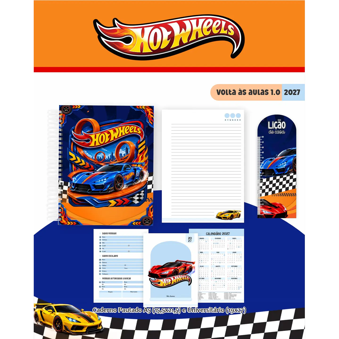 Encadernação Hot Wheels 2027 Agenda e Cadernos 5