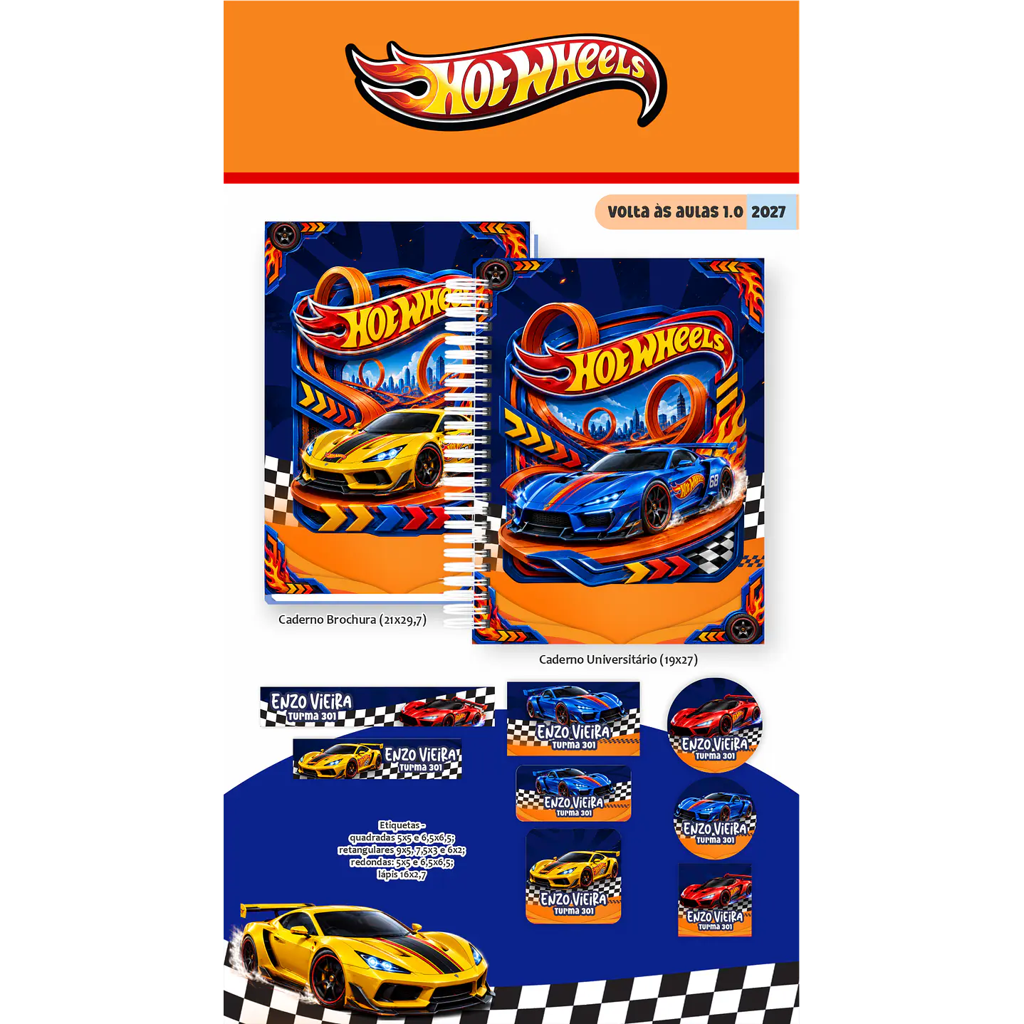 Encadernação Hot Wheels 2027 Agenda e Cadernos 9