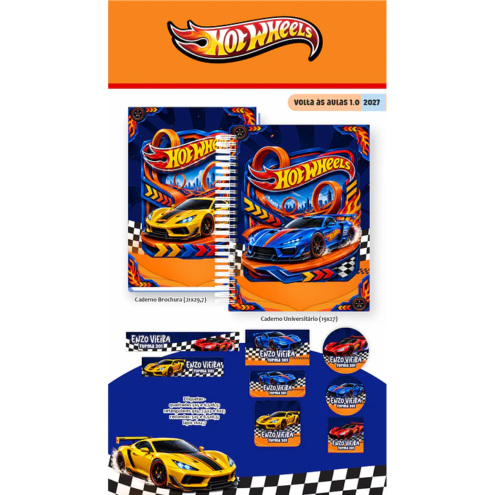 Encadernação Hot Wheels 2027 Agenda e Cadernos 9