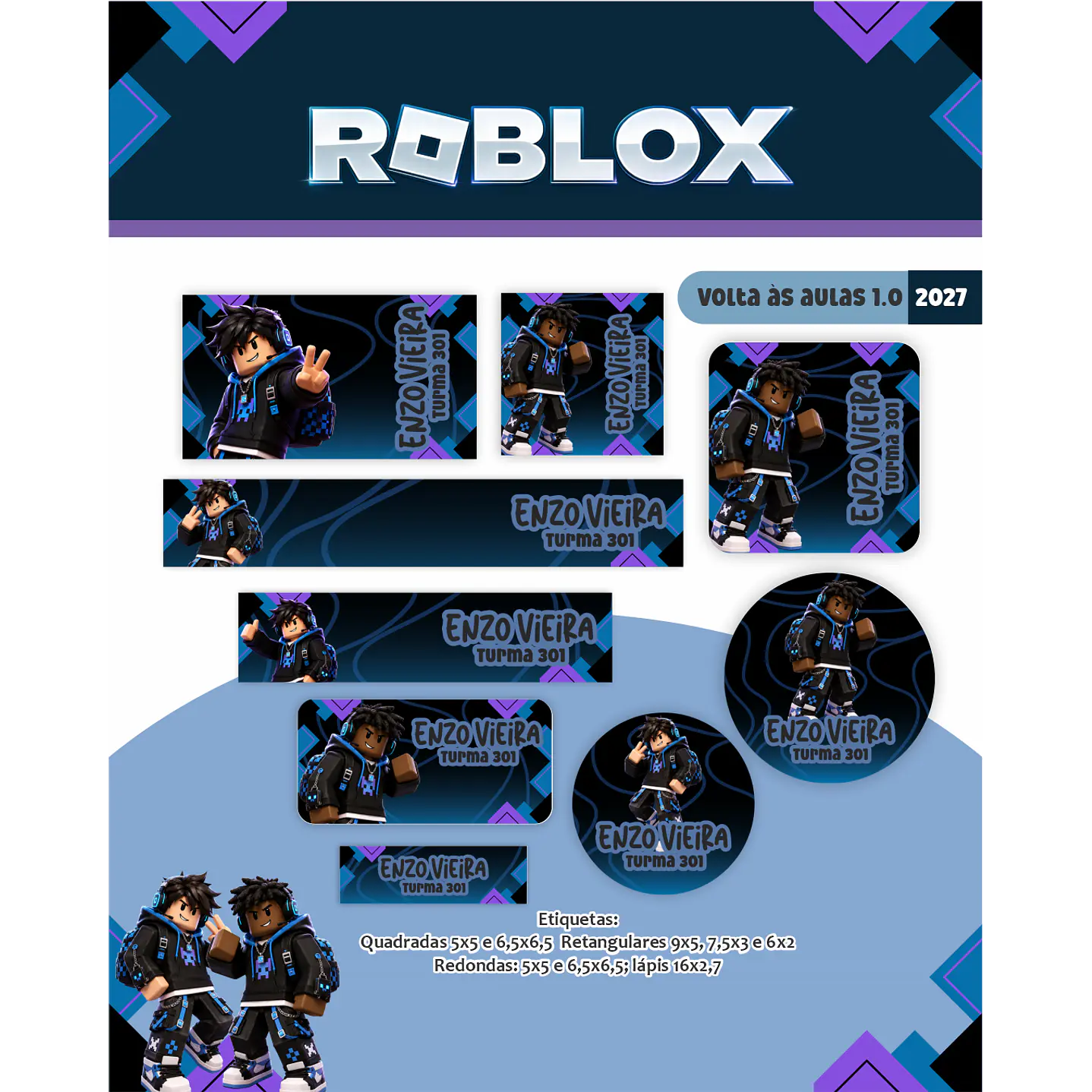 Kit Digital Roblox 2027 Encadernação Volta às Aulas 3