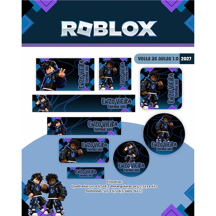 Kit Digital Roblox 2027 Encadernação Volta às Aulas 3