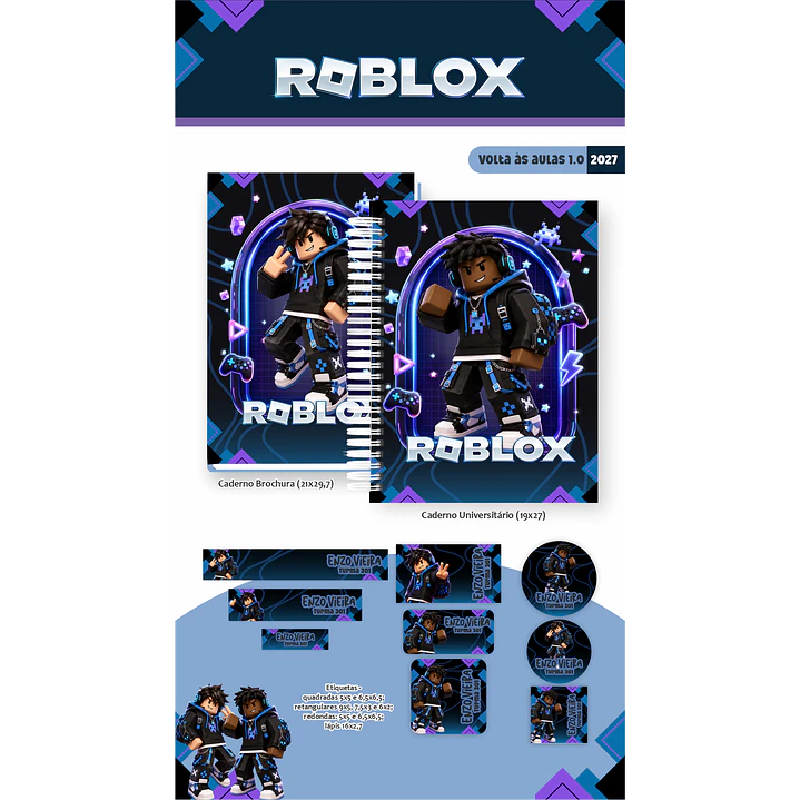 Kit Digital Roblox 2027 Encadernação Volta às Aulas 4
