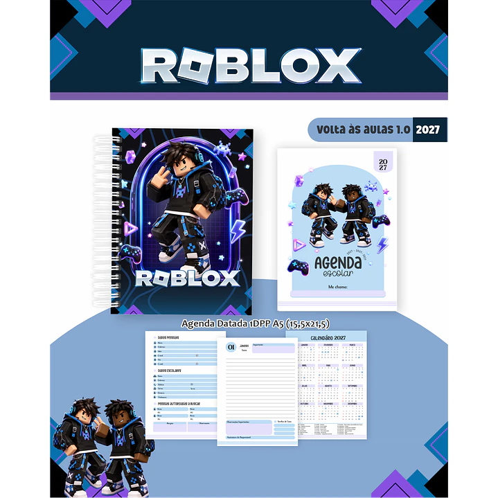 Kit Digital Roblox 2027 Encadernação Volta às Aulas 8