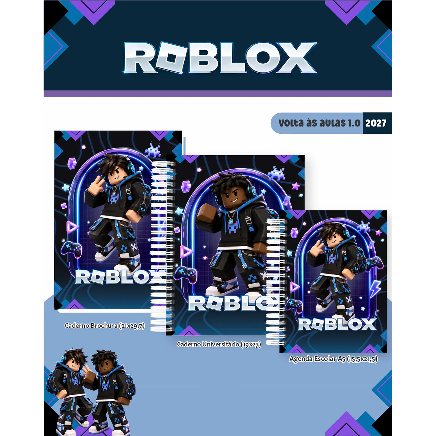 Kit Digital Roblox 2027 Encadernação Volta às Aulas 9