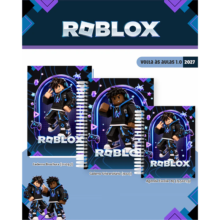 Kit Digital Roblox 2027 Encadernação Volta às Aulas 9