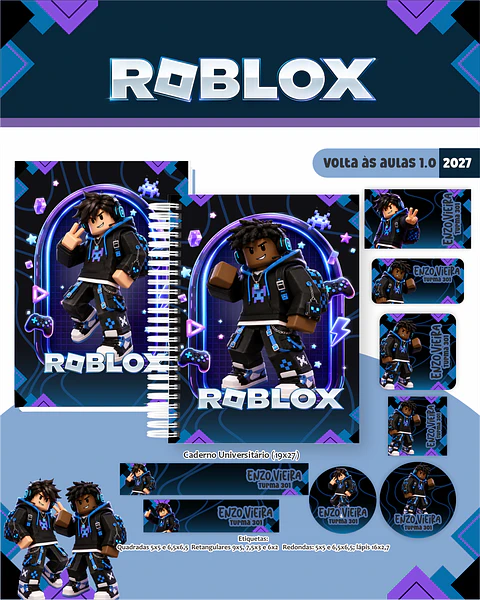 Kit Digital Roblox 2027 Encadernação Volta às Aulas