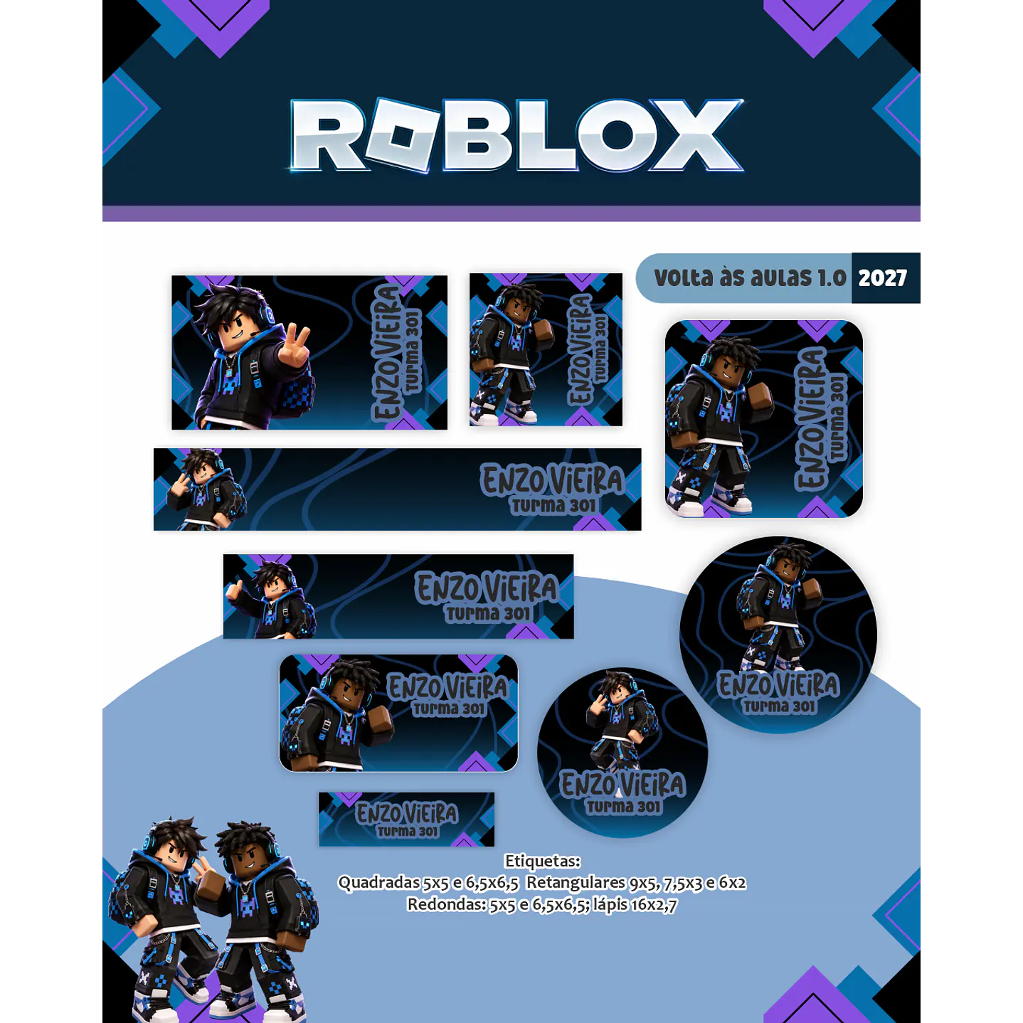 Kit Digital Roblox 2027 Encadernação Volta às Aulas 10