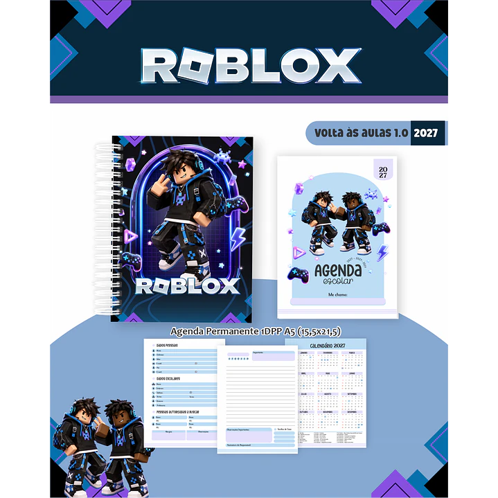 Kit Digital Roblox 2027 Encadernação Volta às Aulas 15
