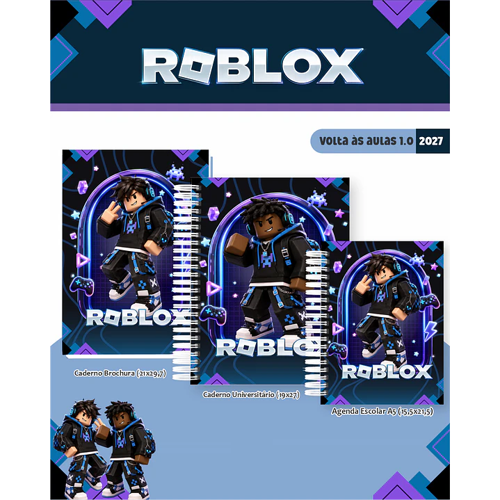Kit Digital Roblox 2027 Encadernação Volta às Aulas 17