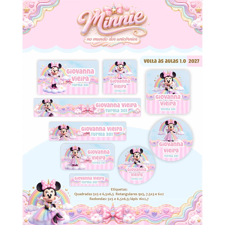 Encadernação Minnie Unicórnio 2027 para Volta às Aulas 3
