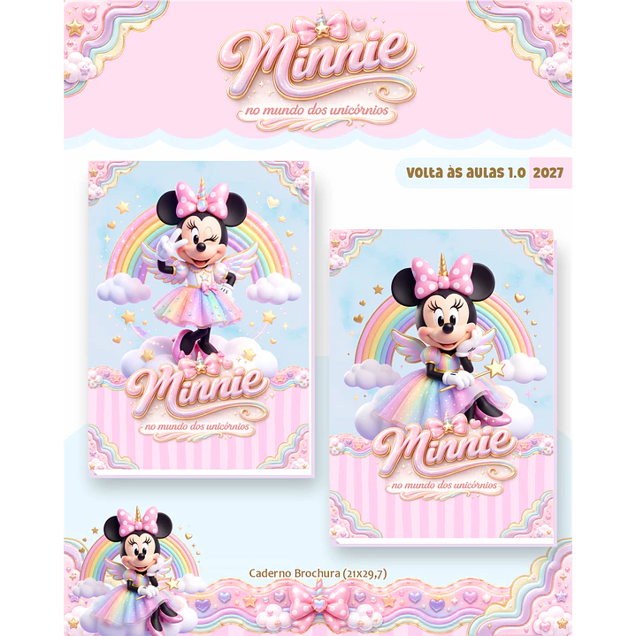 Encadernação Minnie Unicórnio 2027 para Volta às Aulas 4