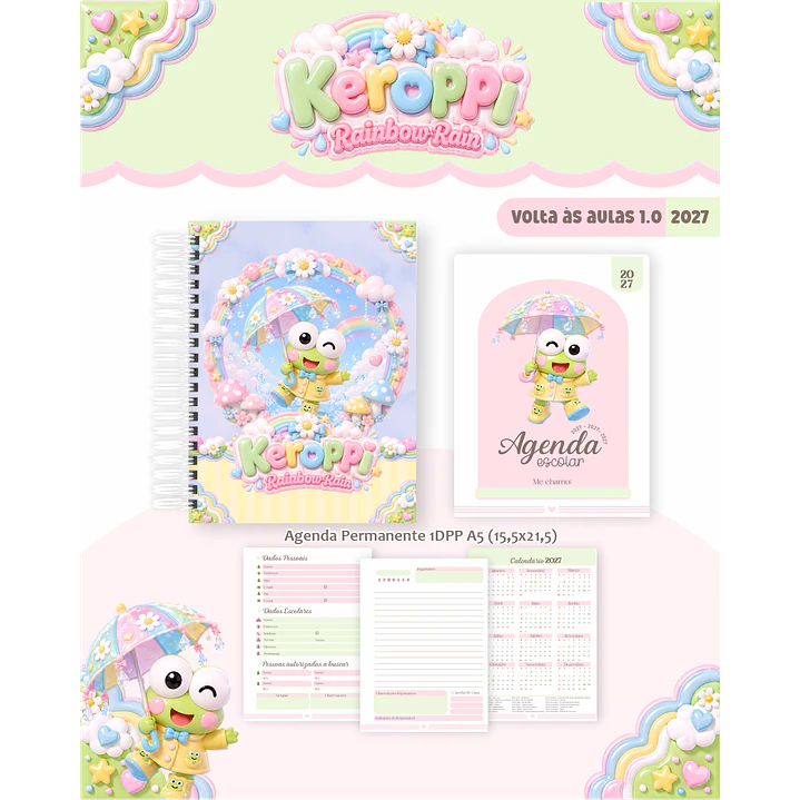 Kit Digital Encadernação Keroppi 2027 - Volta às Aulas 3