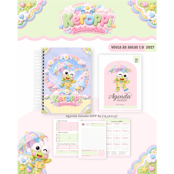 Kit Digital Encadernação Keroppi 2027 - Volta às Aulas 4