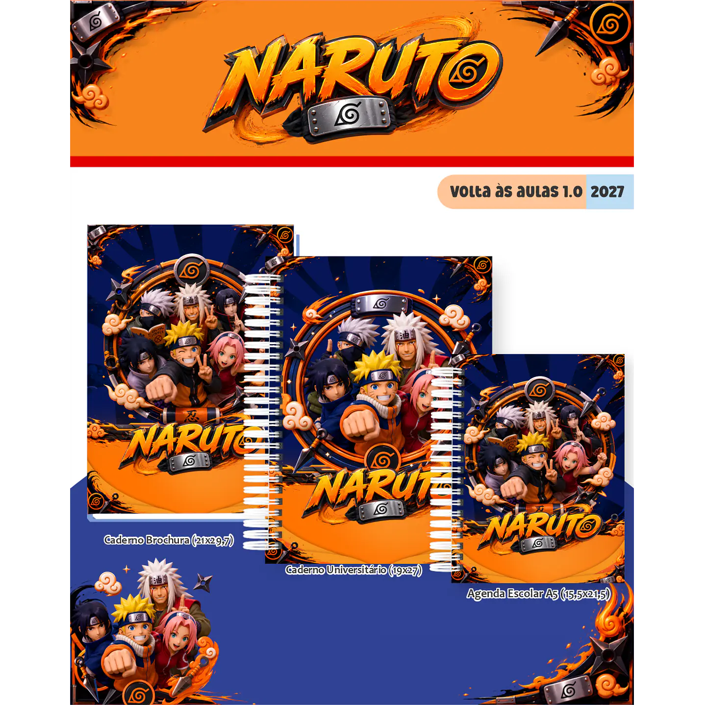 Kit Digital Encadernação Naruto 2027 - Volta às Aulas  3