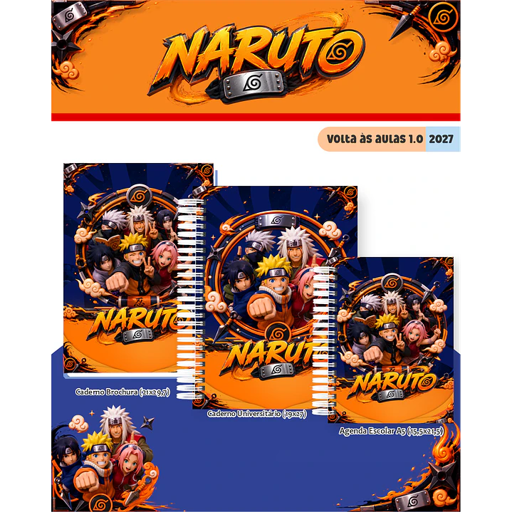 Kit Digital Encadernação Naruto 2027 - Volta às Aulas  3