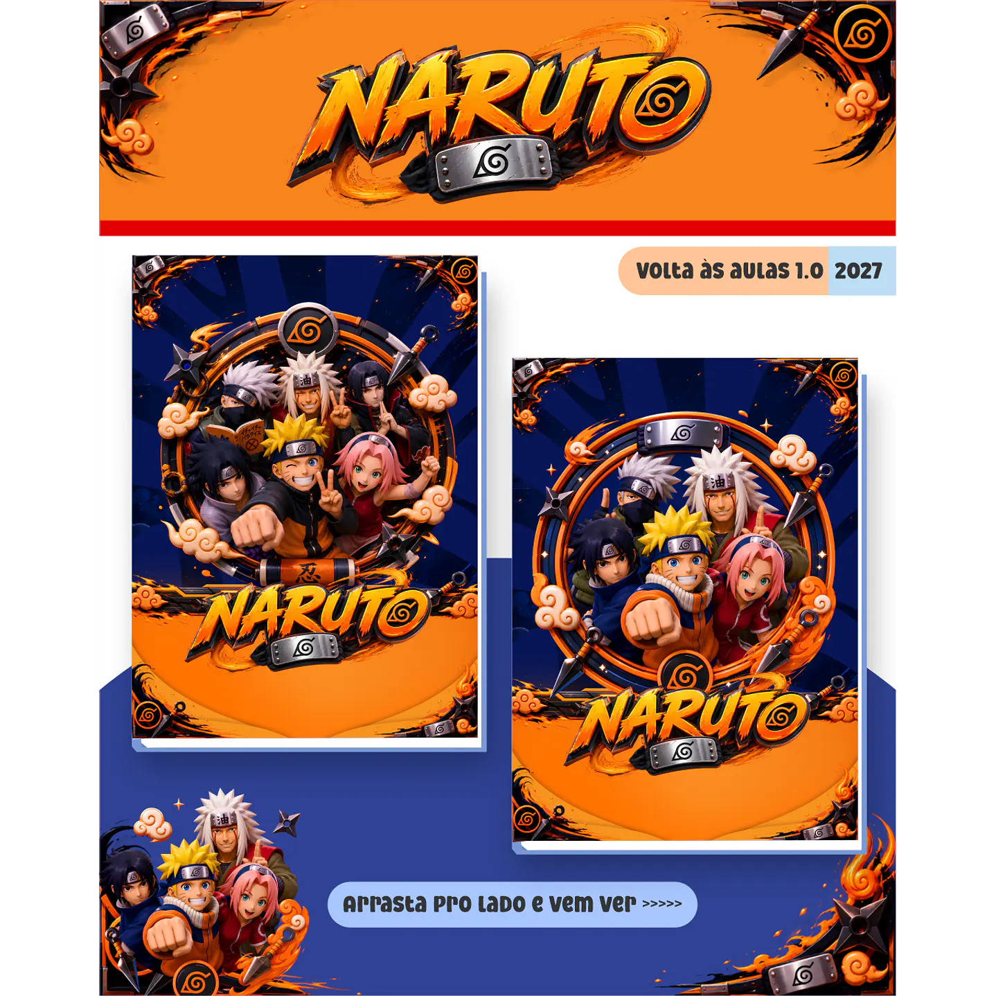 Kit Digital Encadernação Naruto 2027 - Volta às Aulas  5