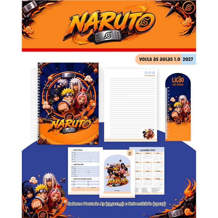 Kit Digital Encadernação Naruto 2027 - Volta às Aulas  7
